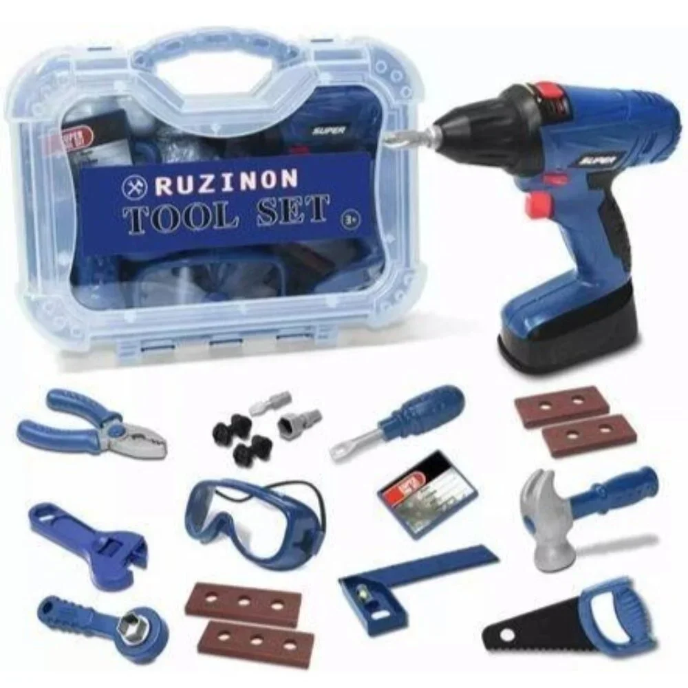 Kids Tool Set With Play Tools & Accessories 18 Pcs Toy Tool Kit In Carry Case